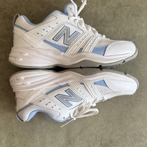 New Balance White with Light Blue Women's Training Sneakers - Picture 5 of 7